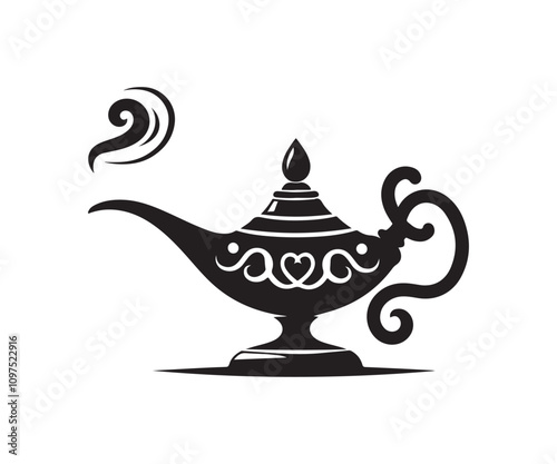 Aladdin lamp silhouette vector illustration on white background