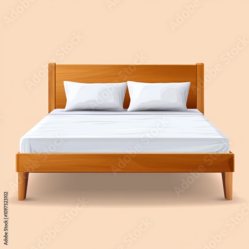 Modern wooden bed design cozy bedroom furniture showcase minimalist setting top view comfort concept for home