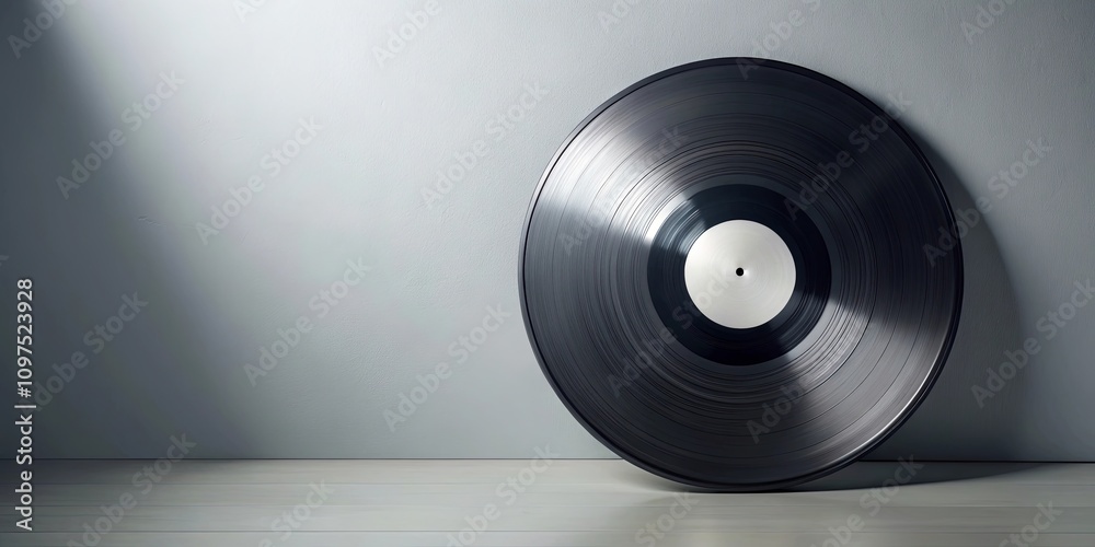 A vinyl record rests against a wall, a symbol of analog music and timeless audio A vinyl record rests against a wall, a symbol of analog music and timeless audio
