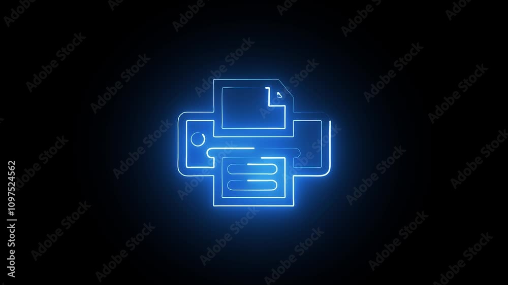 Team application concept. Animated symbol icon 4K. Neon effect, linear and alpha channel.
