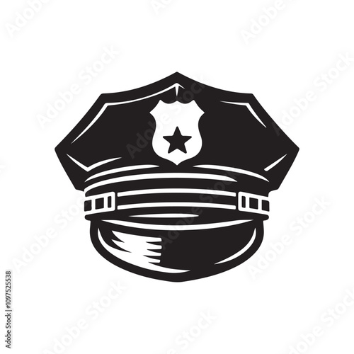 police uniform cap silhouette vector illustration
