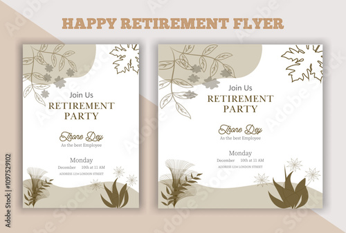 Set of retirement party invitation, square banner, instagram story and a4 poster, vector illustration eps 10 banner, vector, pension, savings, plan, brochure, fund, magazine, traditional, old, elder c
