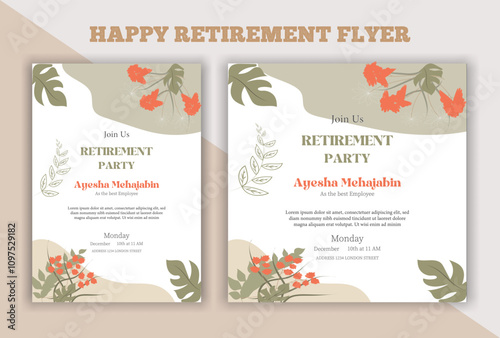 Set of retirement party invitation, square banner, instagram story and a4 poster, vector illustration eps 10 banner, vector, pension, savings, plan, brochure, fund, magazine, traditional, old, elder c