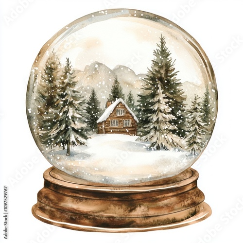 Snow Globe oOrnament christmas illustration ornament. photo