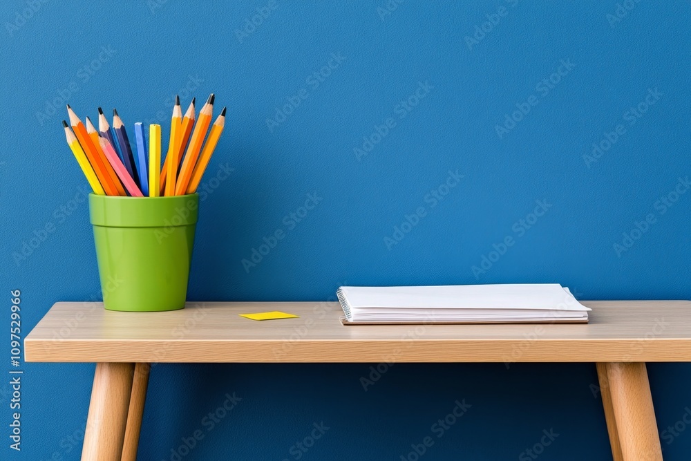 Fototapeta premium Assessment rubric with detailed scoring criteria, sitting on a teacherâ€™s desk with highlighters and sticky notes