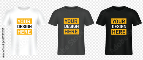 Replace Design with your Design, Change Colors Mock-up T shirt Template Realistic vector t-shirt mock up illustration