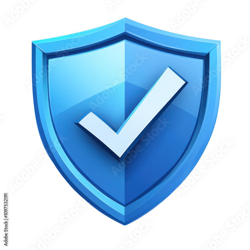 Blue Verified Shield Icon with Checkmark Representing Trustworthiness and Security