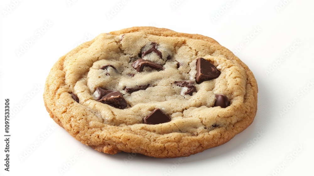A perfectly baked chocolate chip cookie with golden edges and melty chocolate chunks, Each cookie’s warm brown color and subtle imperfections captured with precision A perfectly baked chocolate chip cookie with golden edges and melty chocolate chunks, Each cookie’s warm brown color and subtle imperfections captured with precision