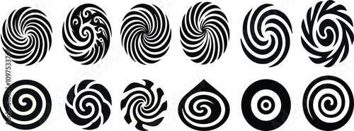 Print  Spiral icon vector set. Volute illustration sign collection. Hypnotic Spiral symbol or logo.