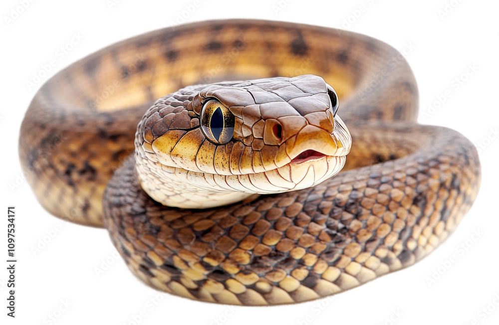 Obraz premium Snake slithering through its habitat with curious expression isolated on transparent background