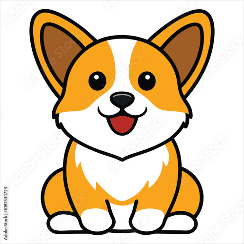 Cute Sitting Welsh Corgi Dog Clipart Illustration
