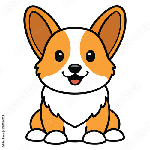 Charming Cartoon Welsh Corgi Dog Sitting for Creative Project