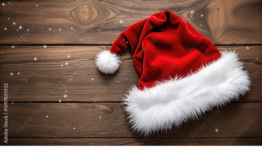 Obraz premium A festive Christmas-themed composition with a clean, white wooden background.