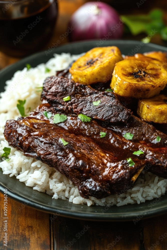 Rice and Bananas Plate Rice and Bananas Plate