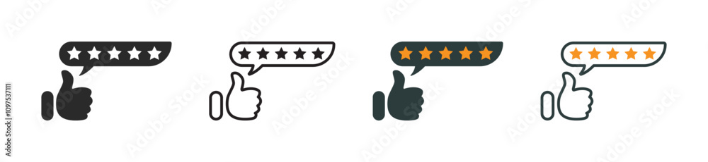 Customer product rating with five stars vector icon designs. Customer product rating icon