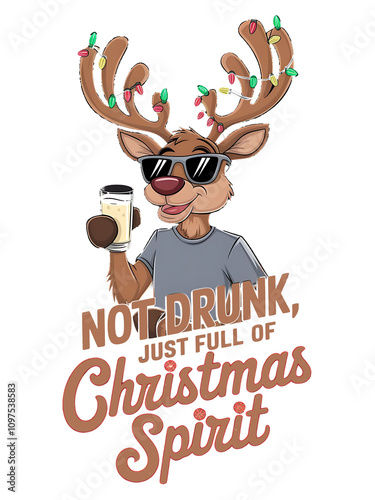 merry christmas with deer illustration desgin 