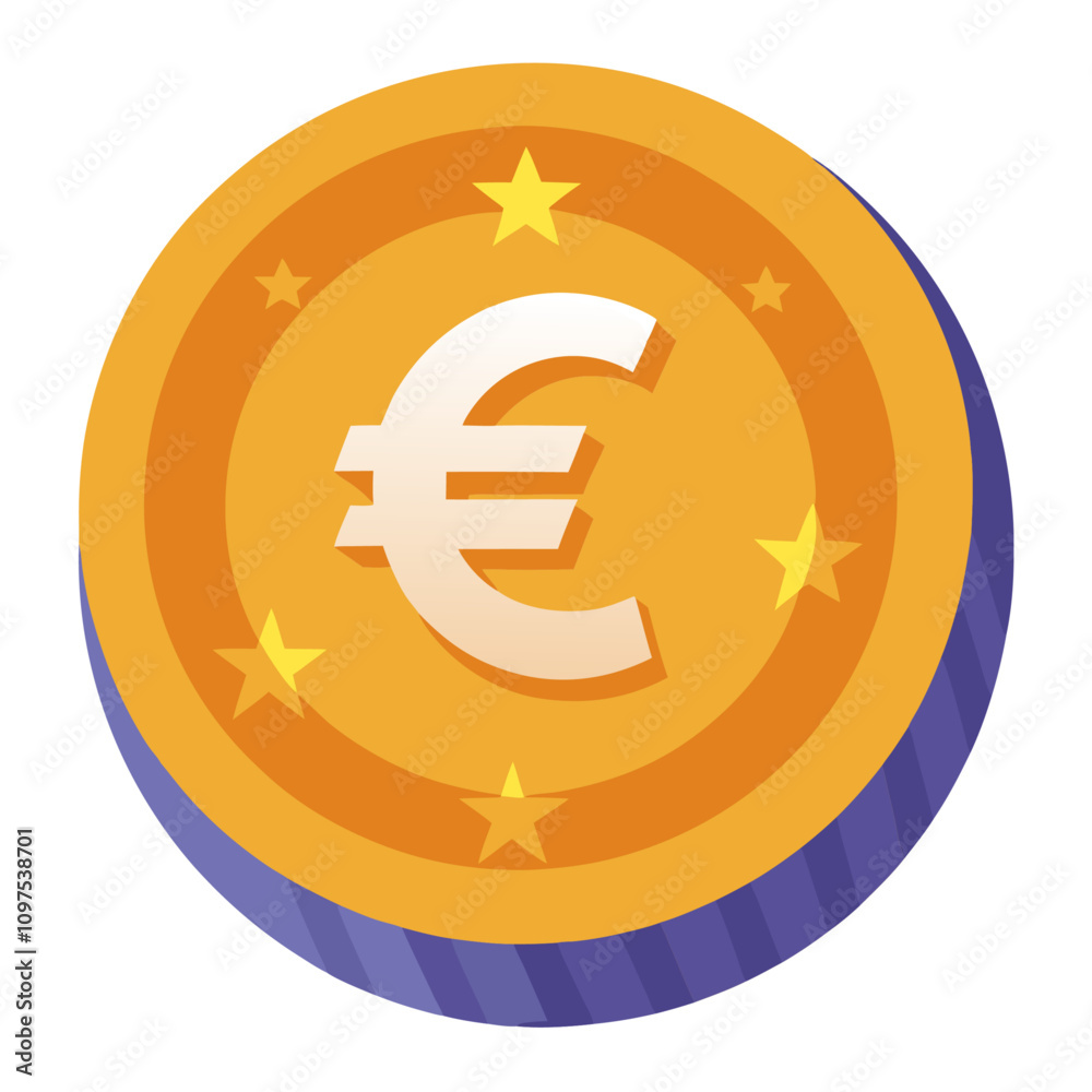 Obraz premium euro coin clipart cartoon Illustration drawing