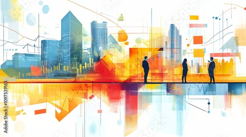 Business and economy illustration. Business strategies for a changing global economic landscape. The connection between trade, finance, and economic health.