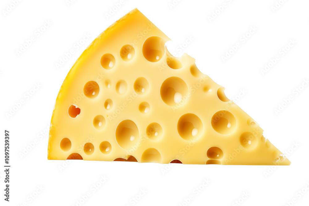 Swiss cheese slice isolated on white transparent background. Generative ai Swiss cheese slice isolated on white transparent background. Generative ai