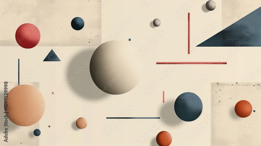 Geometric shapes floating on a light gray background in a simple minimalist design Geometric shapes floating on a light gray background in a simple minimalist design