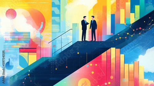 Business and economy illustration. Business strategies for a changing global economic landscape. The connection between trade, finance, and economic health.