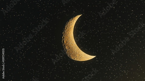 Crescent Moon and Starry Night