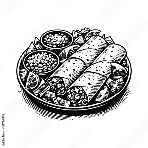 Beautiful vector hand drawn sketch off a food plate Illustration design. food vector art.