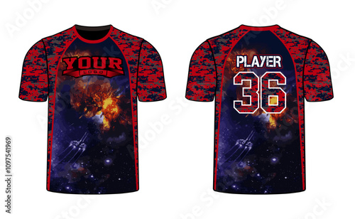 All sports player jersey design with an elegant edgy and wild look. Sports gear template mockup perfect fit for all sports. The designs that go on casual wear, shirts, fashion apparel, and all kind 