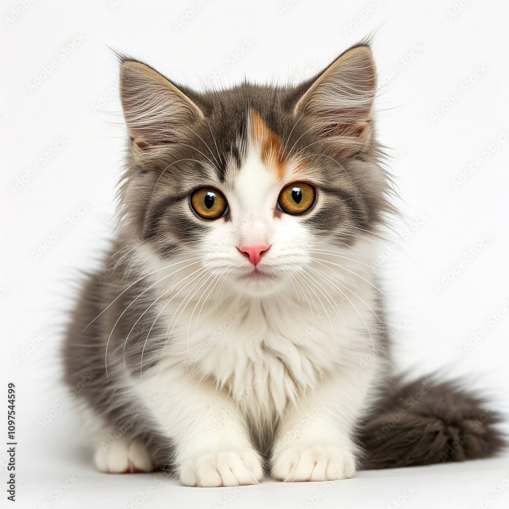 kitten is sitting with a cute look