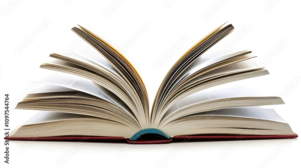 Open Book with Pages Fanned Out on White Background Open Book with Pages Fanned Out on White Background