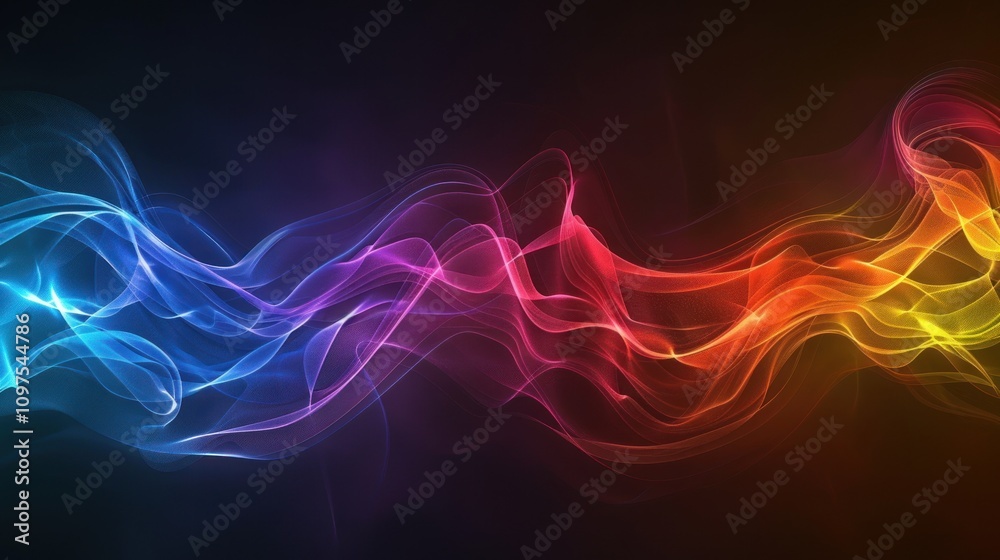 Slightly blurred rainbow curves on a black background give a modern feel Slightly blurred rainbow curves on a black background give a modern feel
