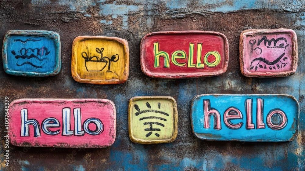 Colorful Greetings in Vibrant Wall Art Design Colorful Greetings in Vibrant Wall Art Design