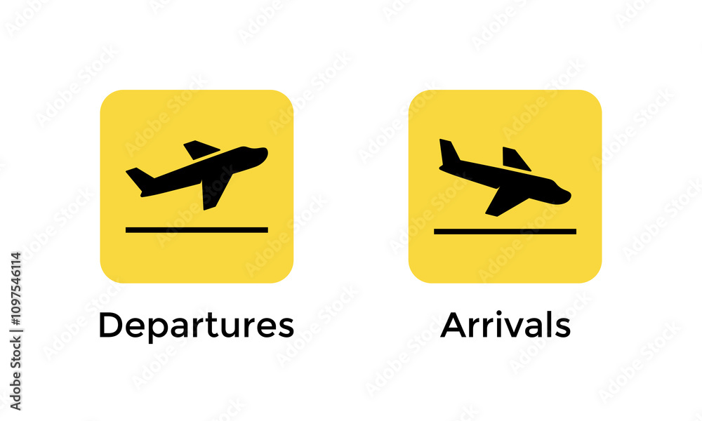 Departure and arrival airplane icon. Plane take off and landing sign symbol