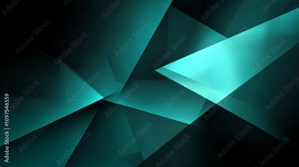 Fototapeta premium Teal Black Abstract Geometric Shapes Dynamic Modern Minimalist Digital Art Background