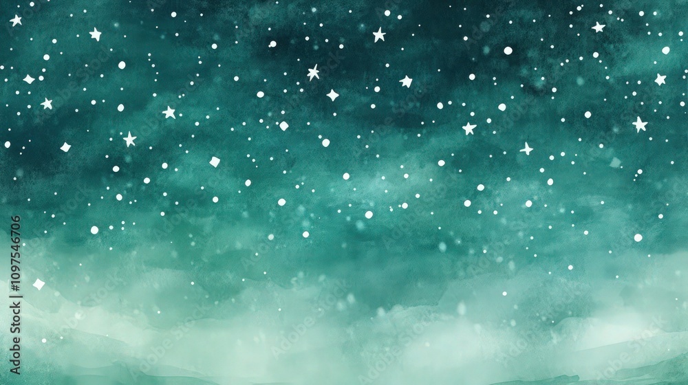 Fototapeta premium an enchanting night sky featuring a gradient from dark teal to soft green, with countless white stars glowing against the backdrop. 
