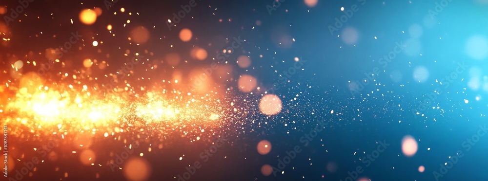 Obraz premium Vibrant Industrial Abstract Background with Blue and Orange Gradients and Glowing Sparks for Technology and Manufacturing