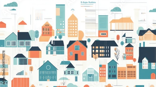 Vibrant Cityscape: A Colorful Illustration of Urban Architecture