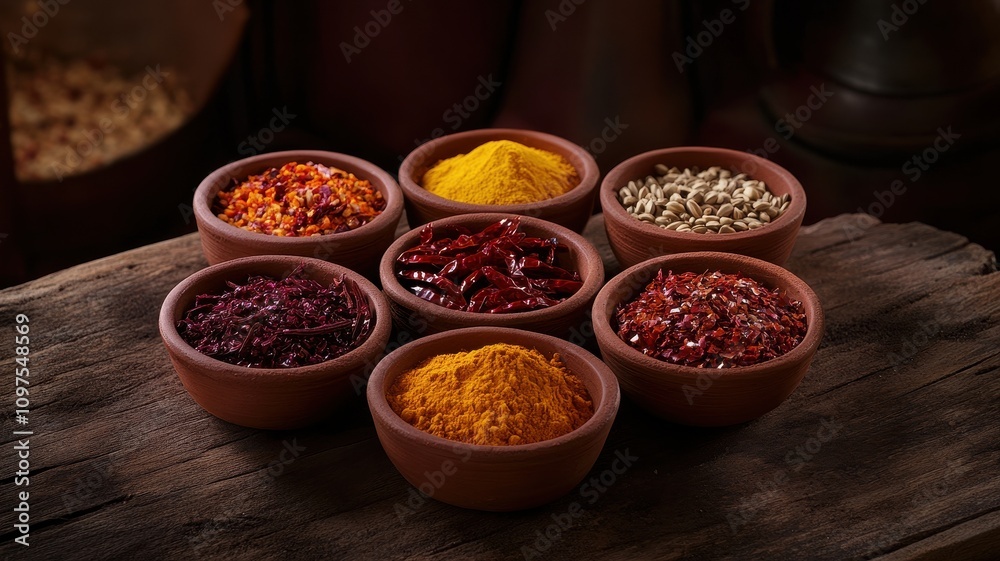 Vibrant Wheel of Ancient Spices: A Traditional Array of Flavorful Ingredients from Culinary History Vibrant Wheel of Ancient Spices: A Traditional Array of Flavorful Ingredients from Culinary History