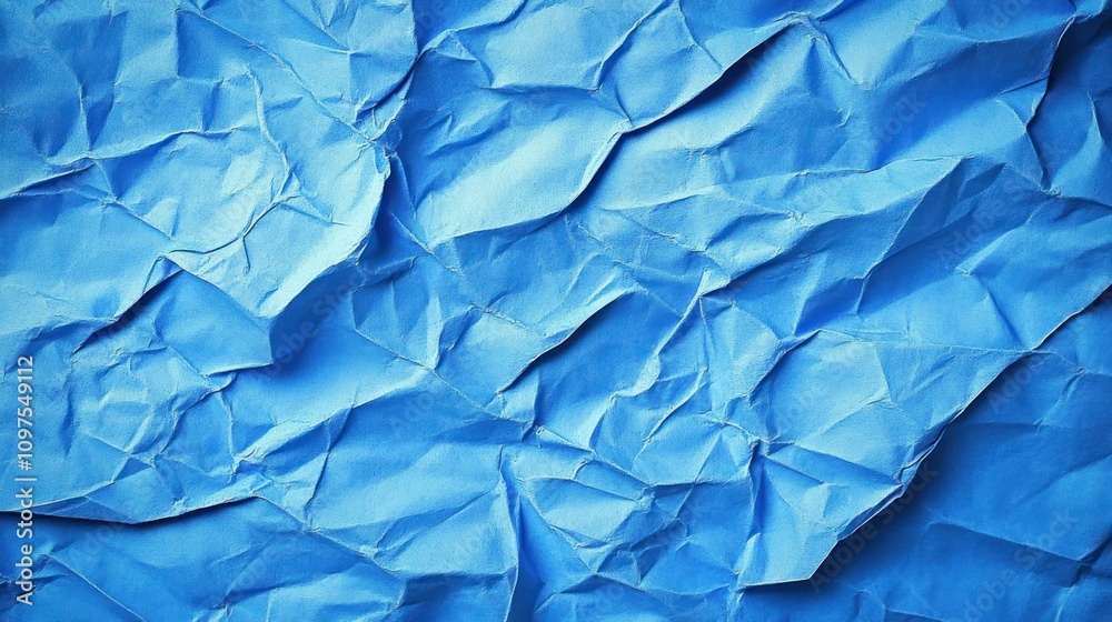 Obraz premium Abstract Blue Crumpled Paper Texture Background