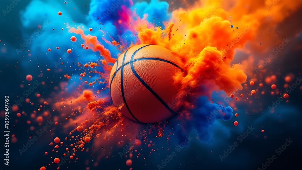 Illustration of a basketball in 3d style. Futuristic sports concept. AI generation Illustration of a basketball in 3d style. Futuristic sports concept. AI generation