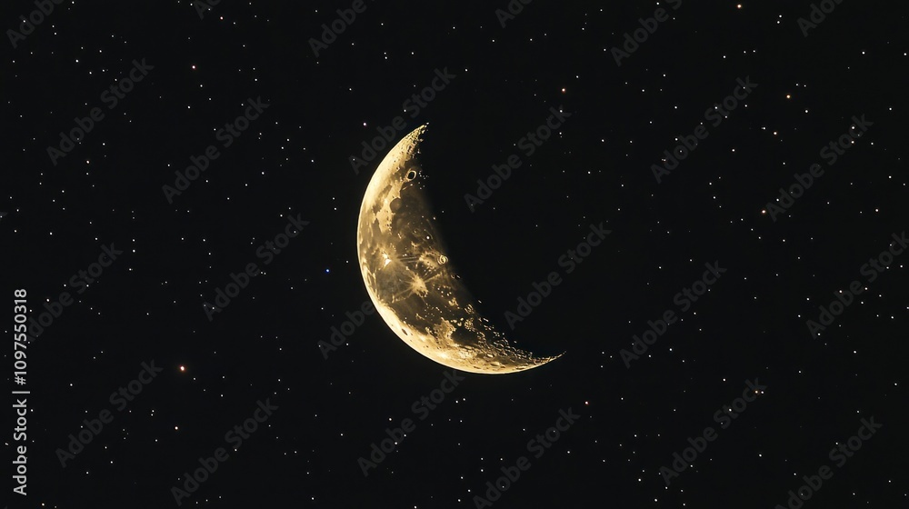 Crescent Moon in Starry Night Crescent Moon in Starry Night