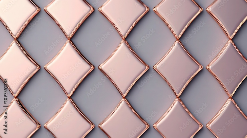 A sophisticated pattern of overlapping diamond shapes in a radiant rose gold on a muted gray background. The combination of colors adds warmth and elegance to the design. A sophisticated pattern of overlapping diamond shapes in a radiant rose gold on a muted gray background. The combination of colors adds warmth and elegance to the design.