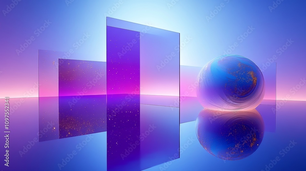 Cosmic Marble Planet Artwork with Gold Stars and Celestial Bodies in Dark Blue Background Cosmic Marble Planet Artwork with Gold Stars and Celestial Bodies in Dark Blue Background