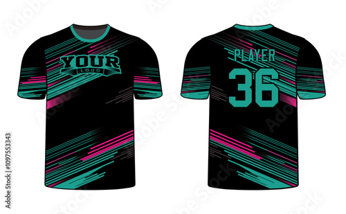 All sports player jersey design with an elegant edgy and wild look. Sports gear template mockup perfect fit for all sports. The designs that go on casual wear, shirts, fashion apparel, and all kind 