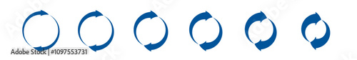 arrows circle icon with clock wise (cw) direction. spin, rotating, circles, circular arrow sign vector with blue color. Editable stroke.