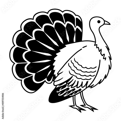 Minimalistic Turkey Hen Outline - Smooth Flow Vector