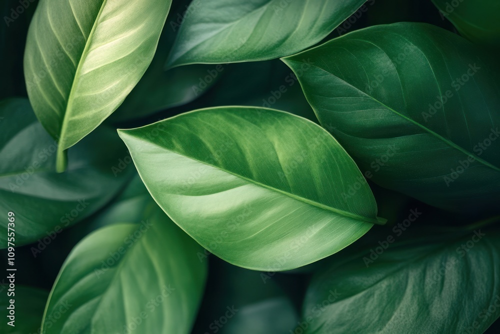 Fototapeta premium Minimalist tropical leaves with clean lines, simple and elegant, 