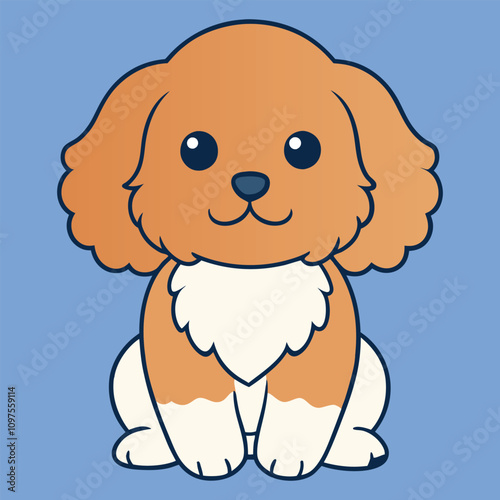 Adorable Cartoon Cavachon Dog Sitting Clipart Design