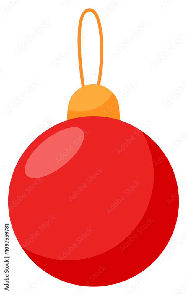 Red Christmas ball flat icon isolated on white background.