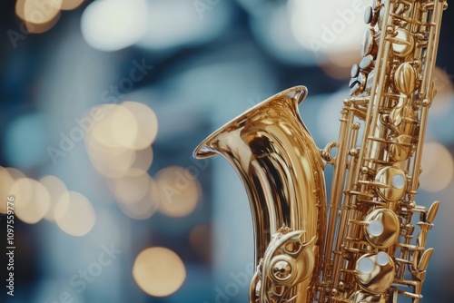 Saxophone with smooth, jazzy tone, ideal for blues and jazz, on solid white background,  photo